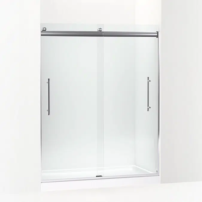 Elmbrook™ Frameless sliding shower door, 73-9/16" H x 54-5/8 - 59-5/8" W, with 5/16" thick Crystal Clear glass