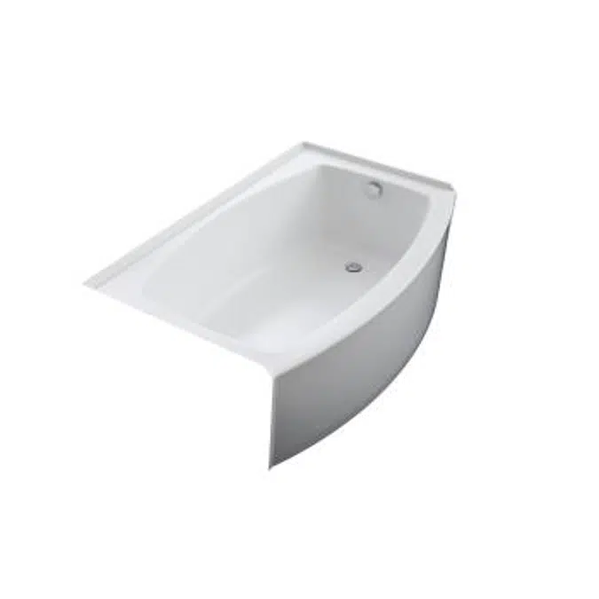 K-1100-ra Expanse® 60" x 32" alcove bath with curved integral apron and right-hand drain