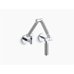 k-6228-c11 karbon® articulating two-hole wall-mount kitchen sink faucet with 13-1/4" spout with silver tube