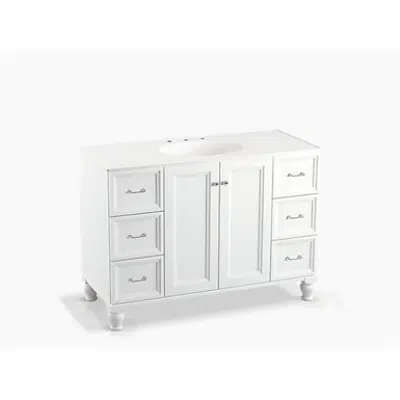 Image for K-99522-LG Damask® 48" bathroom vanity cabinet with furniture legs, 2 doors and 6 drawers