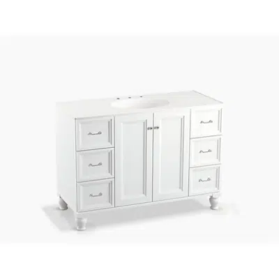 Image pour K-99522-LG Damask® 48" bathroom vanity cabinet with furniture legs, 2 doors and 6 drawers