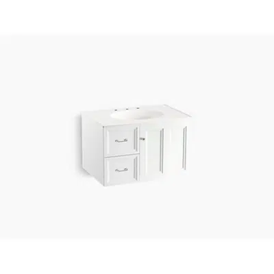 billede til K-99517-L Damask® 30" wall-hung bathroom vanity cabinet with 1 door and 2 drawers on left