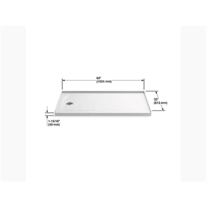 K-1937 Ballast® 60" x 32" shower base with left-hand drain