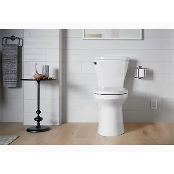 K-20198 Betello® Comfort Height® Two-piece elongated 1.28 gpf toilet with ContinuousClean XT, skirted trapway, Revolution 360® swirl flushing technology and left-hand trip lever, seat not included