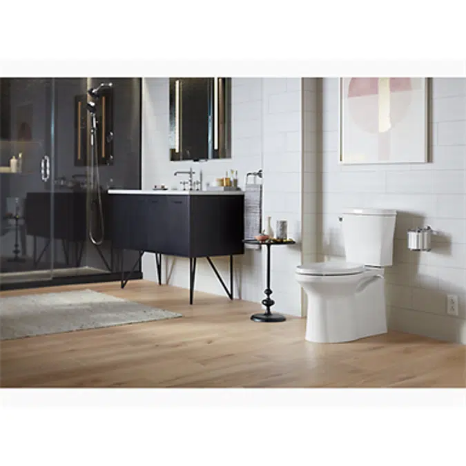 K-20198 Betello® Comfort Height® Two-piece elongated 1.28 gpf toilet with ContinuousClean XT, skirted trapway, Revolution 360® swirl flushing technology and left-hand trip lever, seat not included