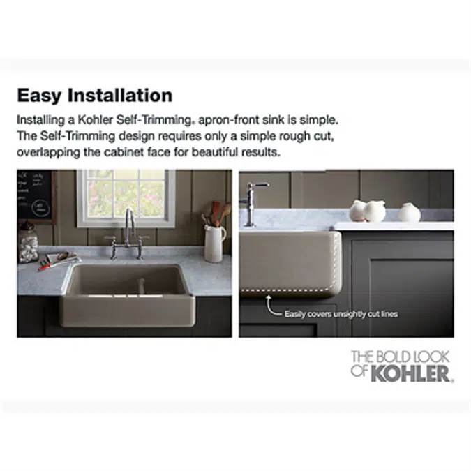 K-6487 Whitehaven® 29-11/16" x 21-9/16" x 9-5/8" Undermount single-bowl farmhouse kitchen sink