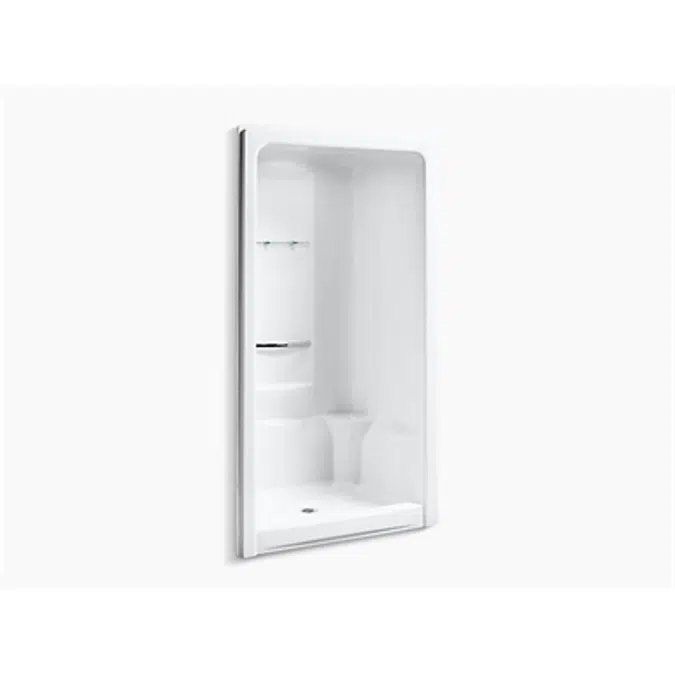 K-1687 Sonata® 48" x 36" x 90" center drain shower stall with integral high-dome ceiling, requires grab bar