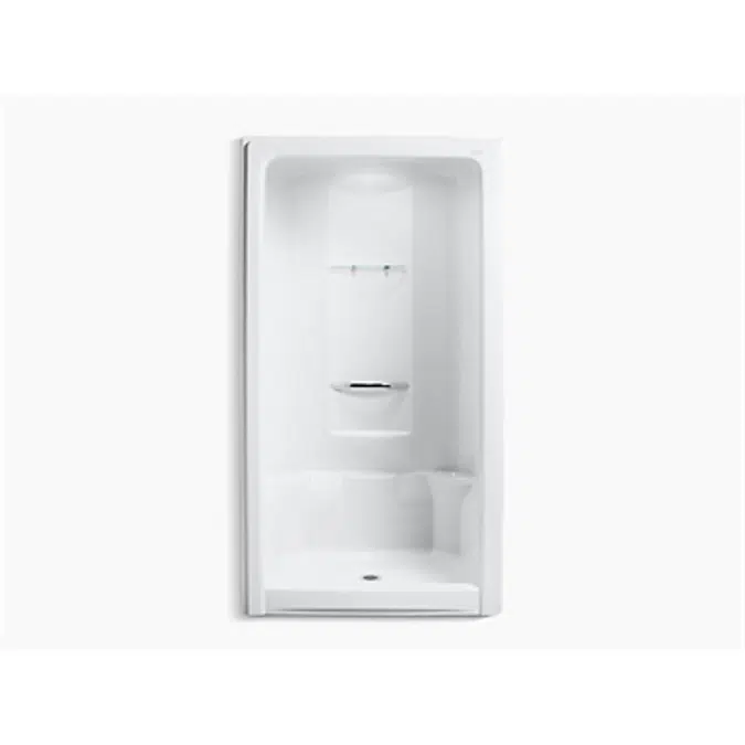 K-1687 Sonata® 48" x 36" x 90" center drain shower stall with integral high-dome ceiling, requires grab bar