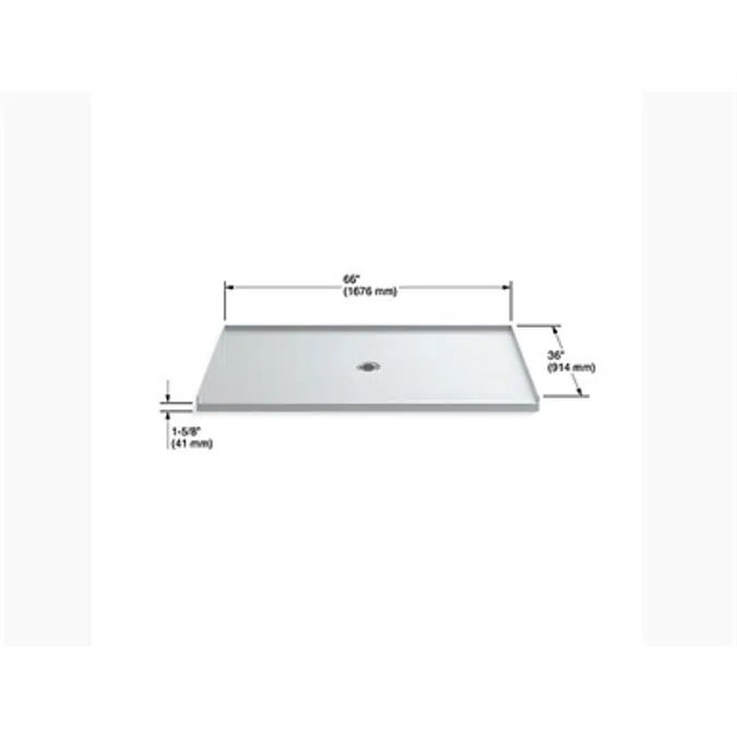 K-1938 Ballast® 66" x 36" shower base with center drain