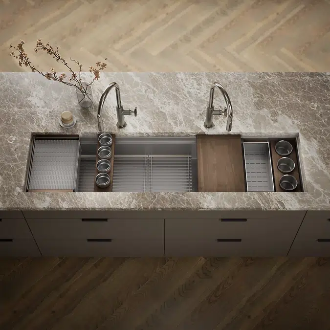 Synthos™ 69-3/4" undermount single-bowl workstation kitchen sink