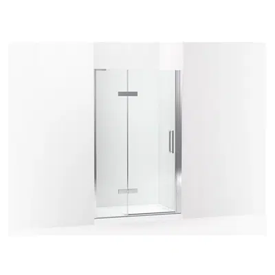 изображение для K-27602-10L Composed® Frameless pivot shower door, 73" H x 45 - 46-3/8" W, with 3/8" thick Crystal Clear glass