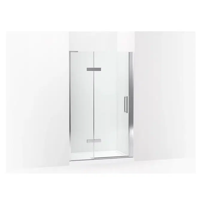 K-27602-10L Composed® Frameless pivot shower door, 73" H x 45 - 46-3/8" W, with 3/8" thick Crystal Clear glass