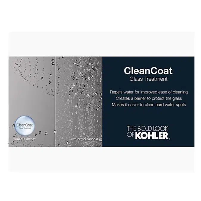 K-27602-10L Composed® Frameless pivot shower door, 73" H x 45 - 46-3/8" W, with 3/8" thick Crystal Clear glass