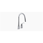 k-647 simplice® two-hole kitchen sink faucet with 16-1/8" pull-down swing spout, docknetik(r) magnetic docking system, and a 3-function sprayhead featuring sweep(tm) spray