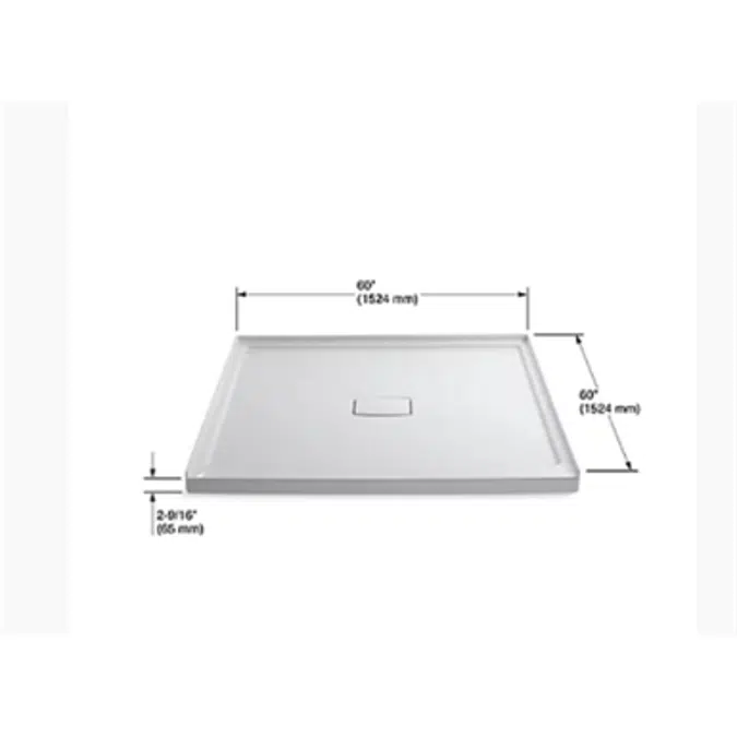 K-9395 Archer® 60" x 60" single threshold center drain shower base with removable cover