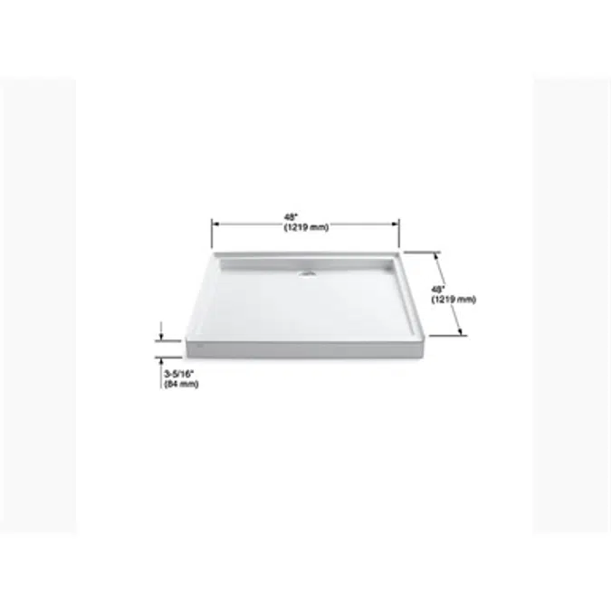 K-9998 Groove® 48" x 48" single threshold rear center drain shower base