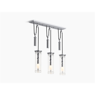 Image for K-23345-CH03 Damask® Three-light adjustable linear chandelier