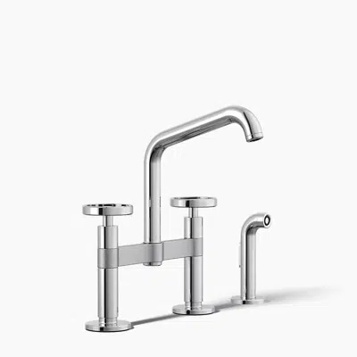 Image for Billet™ Two-hole bridge kitchen sink faucet with side sprayer
