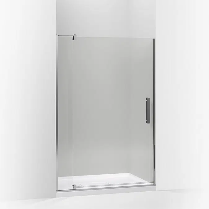 Revel® Pivot shower door, 74" H x 43-1/8 - 48" W, with 5/16" thick Crystal Clear glass