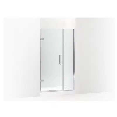 Image for K-27600-10L Composed® Frameless pivot shower door, 71-9/16" H x 39-5/8 - 40-3/8" W, with 3/8" thick Crystal Clear glass