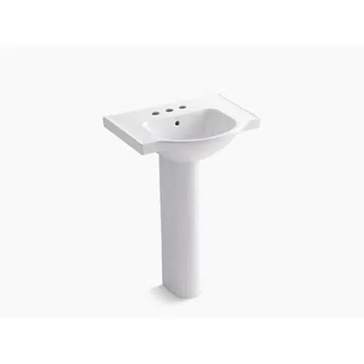 Image for K-5266-4 Veer® 24" pedestal bathroom sink with 4" centerset faucet holes