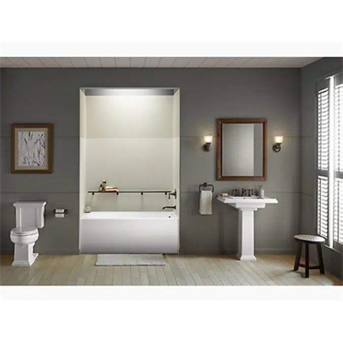 K-1956-RA Underscore® Rectangle 60" x 30" alcove bath with integral apron, integral flange and right-hand drain
