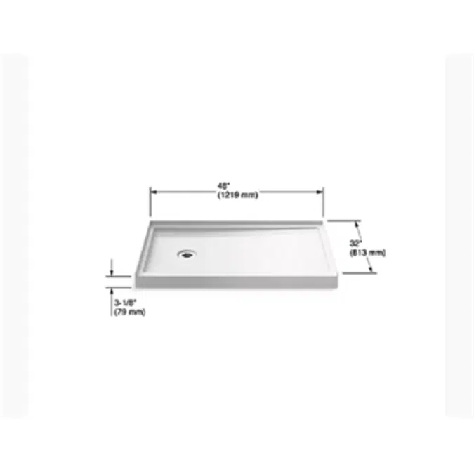 K-8639 Rely® 48" x 32" single-threshold shower base with left-hand drain