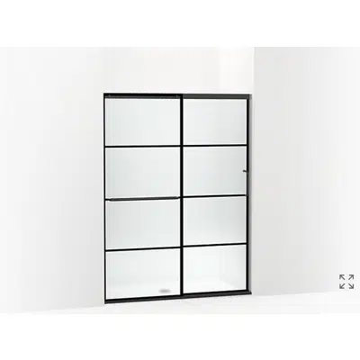 Image for Elate™ Sliding shower door, 70-1/2" H x 50-1/4 - 53-5/8" W, with 1/4" thick Frosted glass with rectangular grille pattern