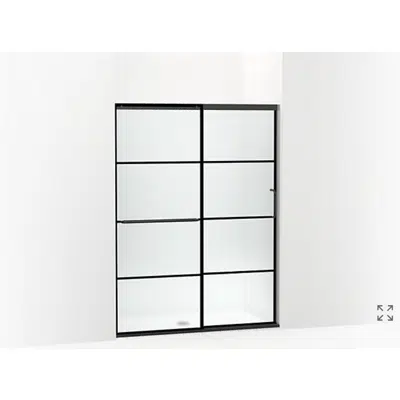 изображение для Elate™ Sliding shower door, 70-1/2" H x 50-1/4 - 53-5/8" W, with 1/4" thick Frosted glass with rectangular grille pattern