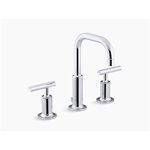 k-14406-4 purist® widespread bathroom sink faucet with low lever handles and low gooseneck spout