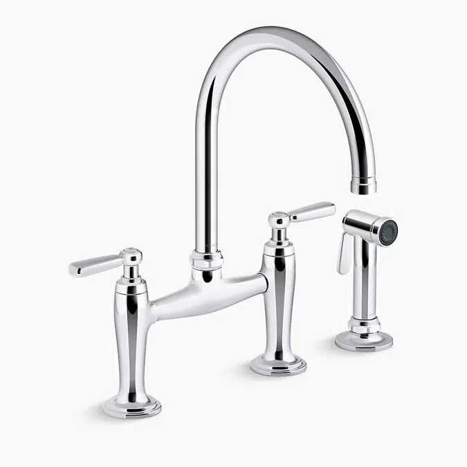 Edalyn™ by Studio McGee Two-hole bridge kitchen sink faucet with side sprayer