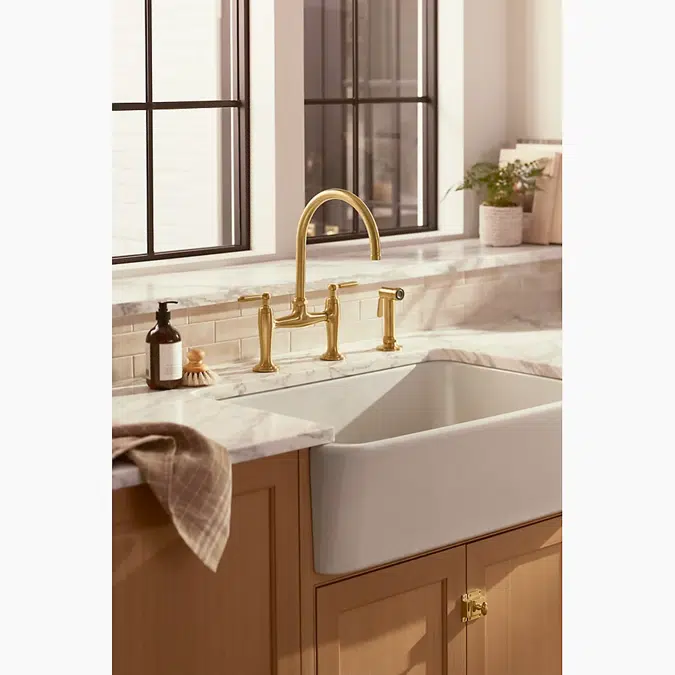 Edalyn™ by Studio McGee Two-hole bridge kitchen sink faucet with side sprayer