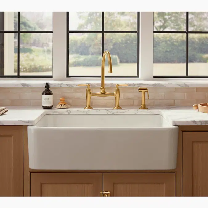 Edalyn™ by Studio McGee Two-hole bridge kitchen sink faucet with side sprayer