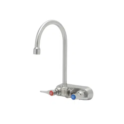 Image for S-1146 4" Wall Mount Stainless Steel Workboard Faucet w/ Lever Handles, SS Swivel Gooseneck with 2.2 GPM Aerator