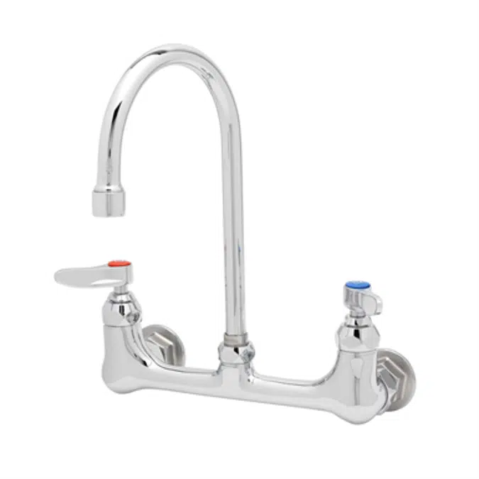 B-0331 Faucet, Wall Mount, 8" Centers, Eterna Cartridges, Swivel Gooseneck, Lever Handles