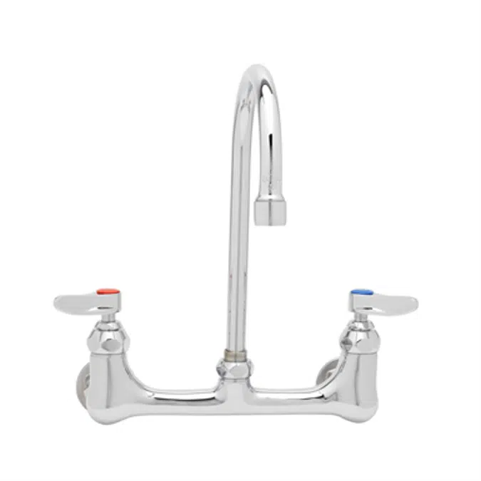 B-0331 Faucet, Wall Mount, 8" Centers, Eterna Cartridges, Swivel Gooseneck, Lever Handles