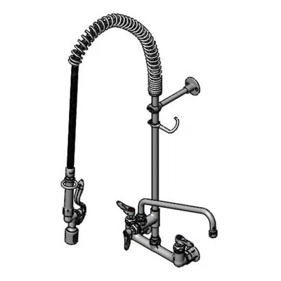 afbeelding voor B-0133-12-CRBJ EasyInstall Pre-Rinse, 8" Wall Mount, Ceramas, 12" Add-On Faucet, B-0107-J, Wall Bracket