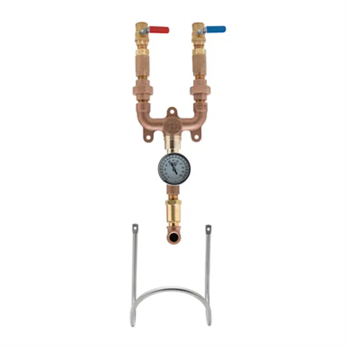 MV-0771-12N-BVT 3/4" Washdown Station w/ Ball Valves, Hose Swivelivel, Thermometer, Hose Rack