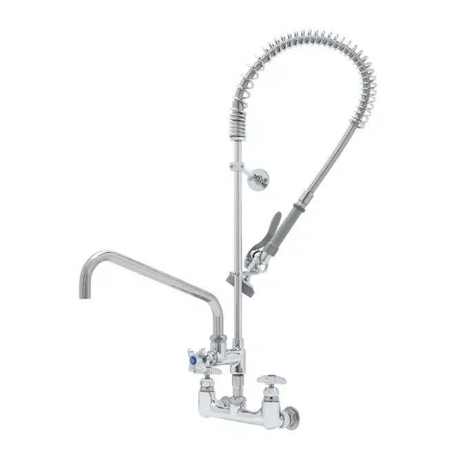 B-0279 Big-Flo Pre-Rinse Unit: 8" Wall Mount, Add-On w/ 14" Swing Nozzle, 36" Hose & B-0107 Spray Valve & 12" Wall Bracket