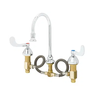 Image for B-2865-05 Medical Faucet, 12" Flex S'Steel Lines, Rigid Gooseneck, Rosespray, Wrist Handles