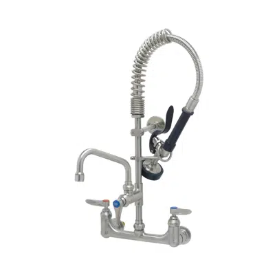 SMPK-8WLN-06 Stainless Steel Mini PRU, 8" Wall Mount Faucet w/ S-0107, 6" Swing Nozzle, Lever Handles, & Wall Bracket için görüntü