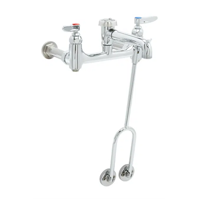 B-0655-BSTP Service Sink Faucet, Wall Mount, 8" Centers, Built-In Stops, Vacuum Breaker, Polished