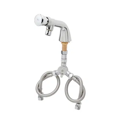 Image for B-0807 Metering Faucet, Single Hole Base, Flex Hoses, Push Button Cartridge