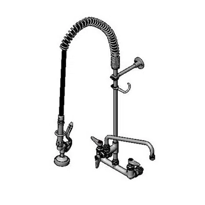 kuva kohteelle B-0133-A12-CCB EasyInstall Pre-Rinse, Spring Action, Wall Mount, 8" Centers, 12" Add-On Faucet, Wall Brkt w/ 00CC Inlet Flanges