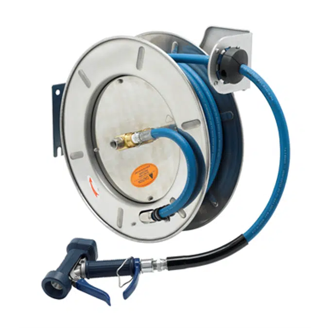 B-7133-05 Hose Reel, Open, Stainless Steel, 1/2" x 35' Hose, 5/16" Front Trigger Water Gun