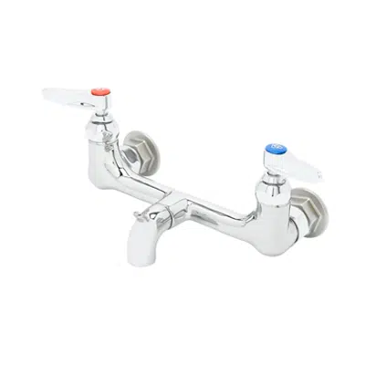 bild för B-0672-POL Service Sink Faucet, Wall Mount, 8" Centers, Pail Hook, Plain End Outlet, Polished Chrome