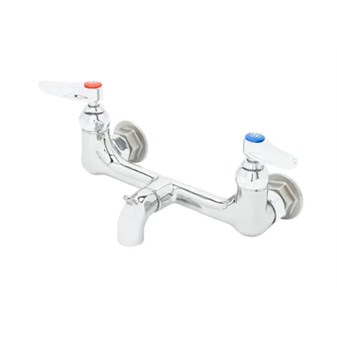 B-0672-POL Service Sink Faucet, Wall Mount, 8" Centers, Pail Hook, Plain End Outlet, Polished Chrome