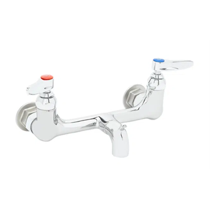 B-0672-POL Service Sink Faucet, Wall Mount, 8" Centers, Pail Hook, Plain End Outlet, Polished Chrome