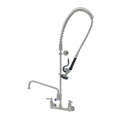 Image for S-0133-A12-B Stainless Steel EasyInstall Pre-Rinse, 8" Wall Mount, 12" Add-On Faucet, S-0107, Wall  Bracket