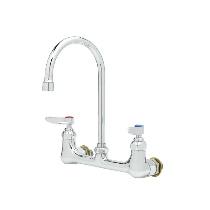 B-0331-CC Faucet, Wall Mount, 8" Centers, Swivel Gooseneck, 1/2" NPT Male Inlets